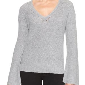Grey Pointelle V-neck sweater